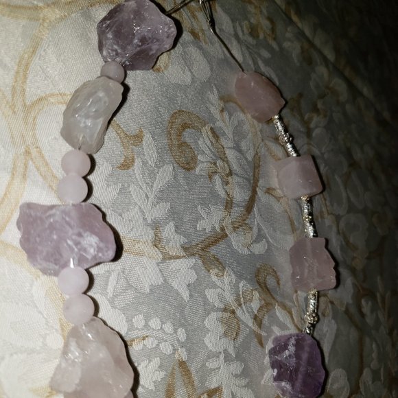Handmade Pink and Purple Raw Quartz Necklace! - Picture 3 of 7